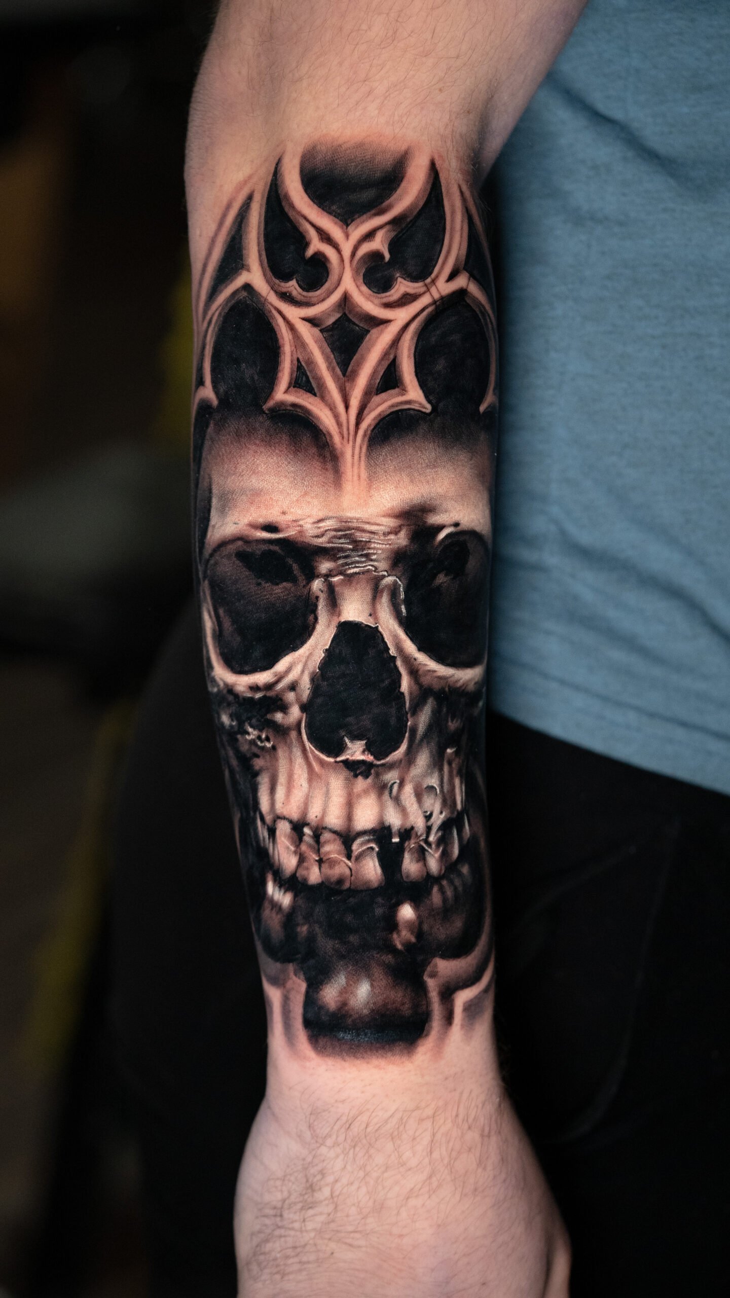 High contrast black and grey tattoo by All City Tattoo
